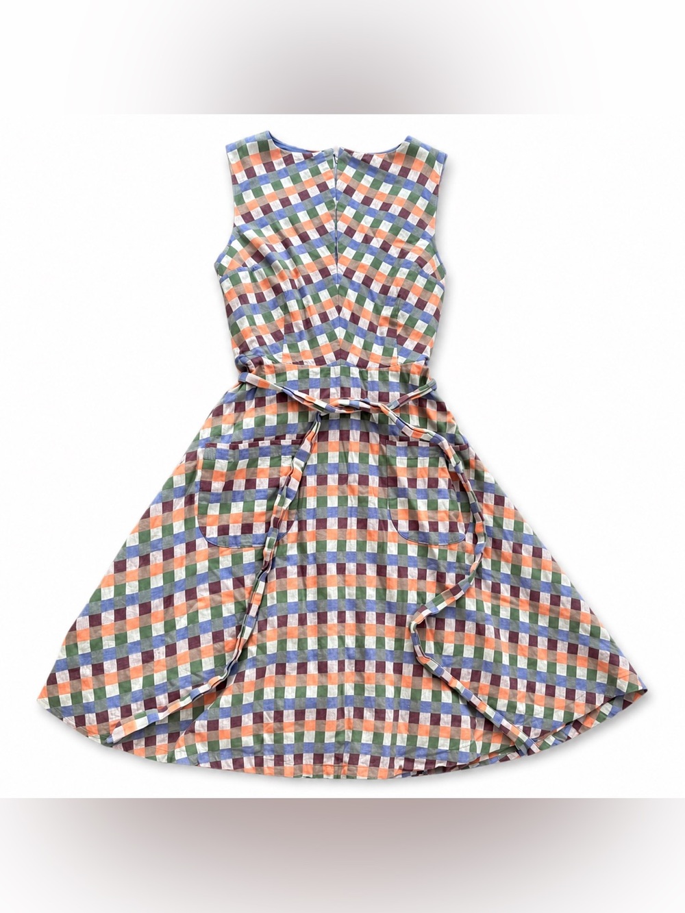 ModCloth XS Multicolor Checkered Cotton Fit & Flare Dress Pockets